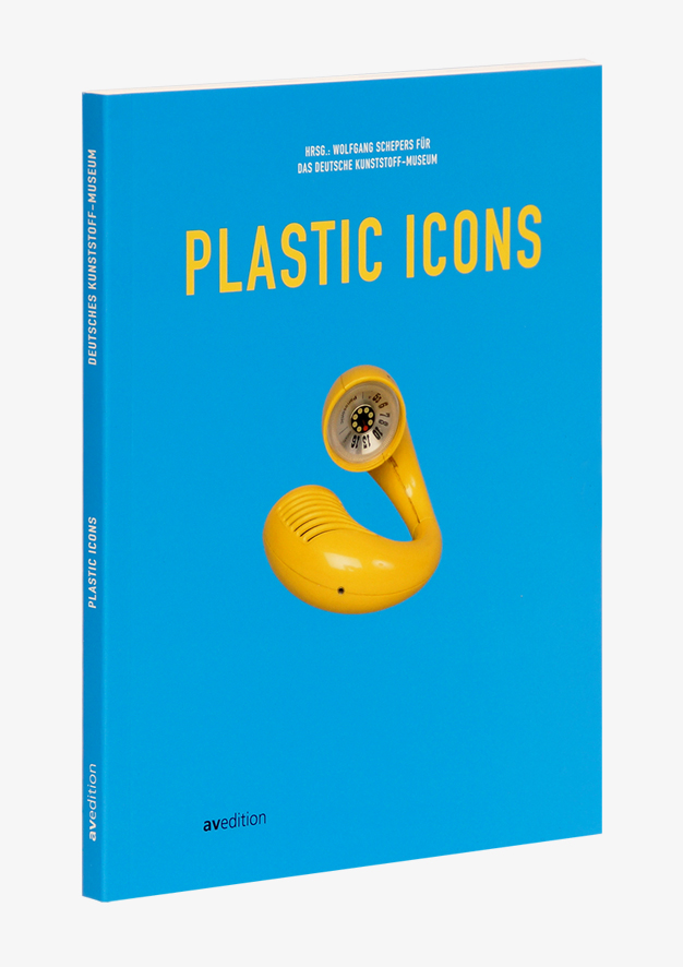 Das Buch „Plastic Icons“ vom Deutschen Kunststoff-Museum zeigt auf dem Umschlag das berühmte Radio „Toot-a-Loop“ der Firma Panasonic aus dem Jahr 1969 in gelber Farbe auf himmelblauen Grund.  