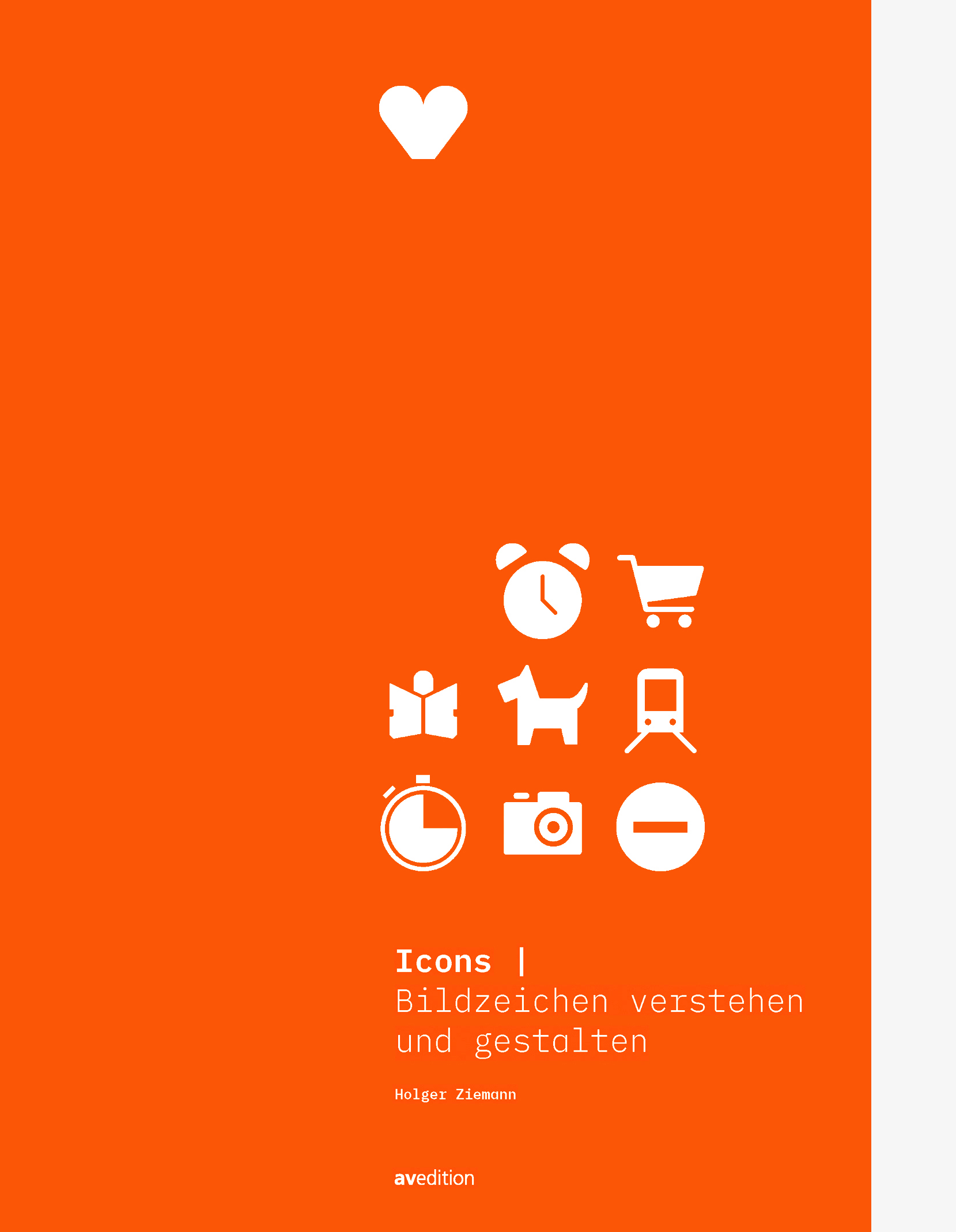 Cover in kräftigem Orange, darauf weiß der Titel mit 9 verschiedenen stilisierten Icons.