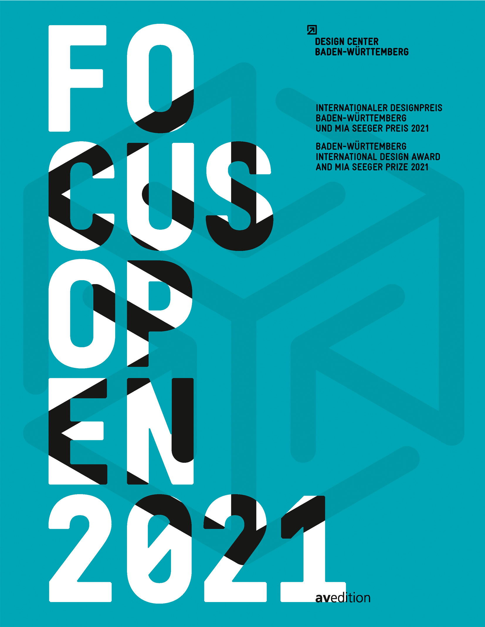 FOCUS OPEN 2021 Cover in hellem Türkis, darauf in großen weißen Lettern der Titel mit stilisiertem Logo im Hintergrund.